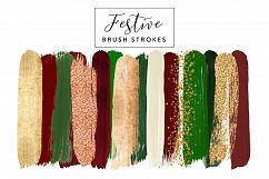 Festive Brush Strokes, Gold Brush Strokes Clip Art Product Image 1