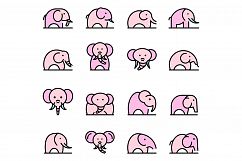 Elephant icons set vector flat Product Image 1