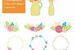 Summer colors flowers. Clip art and digital papers collection. Product Image 3