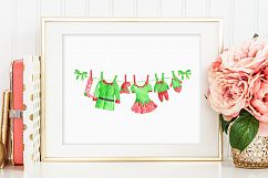 Watercolor Santa and Elf Outfit Clipart Product Image 7