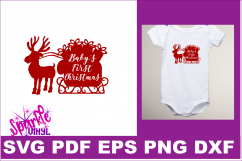 First Christmas SVG DXF EPS PDF PNG Baby&#039;s First Christmas SVG Cut File Cricut Silhouette Product Image 1