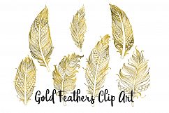 Gold Foil Feather Clip Art, 22 Transparent PNG Files Product Image 7