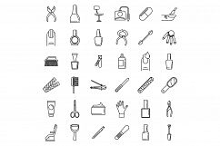 Home manicurist icons set, outline style Product Image 1