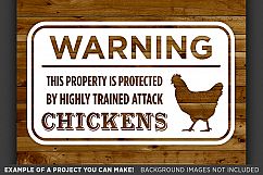 Funny Chicken Sign SVG - SVG Farmhouse Sign SVG Printable - Farmhouse Wall Decor Warning Attack Chickens Farm Decor- 629 Product Image 2
