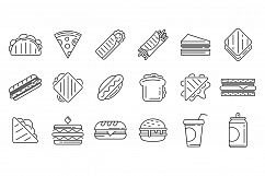 Sandwich bar icons set, outline style Product Image 1