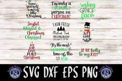 Christmas Sayings | Set of 9 Bundle | SVG DXF EPS PNG Files Product Image 1