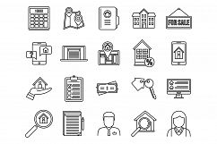 Investor realtor icons set, outline style Product Image 1