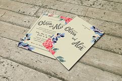 Watercolor flower invitation set Product Image 2