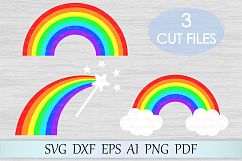 Rainbow svg, Rainbow with clouds svg, Rainbow cut file, Magic wand svg, Magic svg, Rainbow with magic svg, Rainbow clipart, Rainbow vector Product Image 1