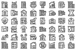 Property investments icons set, outline style Product Image 1