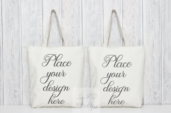 2 Tote bag mockup rustic  background psd smart stock photo two totes template valentines Product Image 3