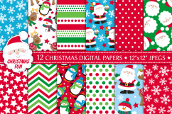 Christmas digital papers, Christmas patterns, Santa papers Product Image 1