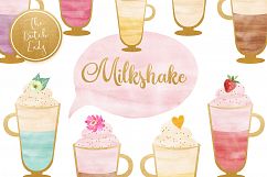 Watercolor Milkshake Sorbet Clipart Product Image 1