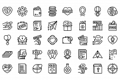 Charitable giving icons set, outline style Product Image 1