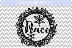 Peace SVG Cut File, Winter Wreath Papercut, PNG, PDF, DXF Product Image 4