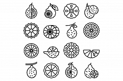 Bergamot icons set, outline style Product Image 1