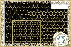 18 Digital Papers - Black and Gold Glitter - Mermaid Scale Tail Digital Paper, Texture of Mermaids Scales  : JPEG files 12X12 INCH each Product Image 4