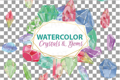 Watercolor Crystals and Gemstones clip art collection, 19 watercolor crystal pack. Eps, png, svg, vector illustrator &amp; corel files included Product Image 10