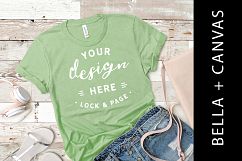 Leaf Bella Canvas 3001 Mockup T-Shirt Clothing Flat Lay Product Image 1