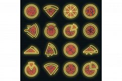 Pizza icons set vector neon Product Image 1