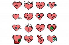 Healthy heart icons set vector flat Product Image 1