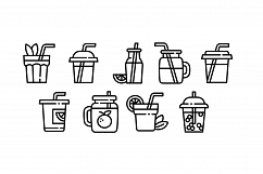Smoothie icons set, outline style Product Image 1