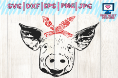 pig svg, pig clipart, pig face svg, svg files, bandana, farm svg, cricut, silhouette, vector, printable, iron on, dxf, png, pig vector Product Image 1