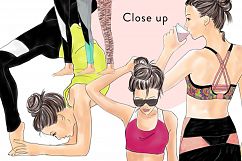 Yoga girls watercolour illustrated clipart Product Image 3