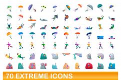 70 extreme icons set, cartoon style Product Image 1