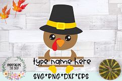 Turkey Pilgrim Boy Split Name Monogram SVG Cut File Product Image 1