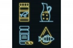 Fish oil icons set vector neon Product Image 1
