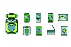 Tin can icon set line color vector Product Image 1