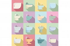 Bidet icons set, flat style Product Image 1