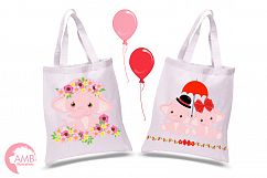 ELEPHANT babies in pink! BUNDLE! 53 cliparts, graphics and illustrations and Patterns AMB-2276 Product Image 9
