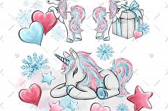 Winter Unicorn Cliparts Product Image 3