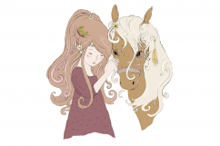 A Girl And Her Horse | JPEG/PNG | Clip Art Illustration Product Image 3