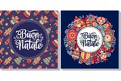 Christmas template. Buon Natale. Bundle. 22 greeting card. Winter holiday in Italy. Italian. Vintage style. Product Image 8