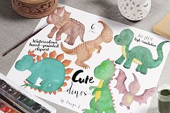 Cute Dinisaur Watercolor clipart Product Image 3