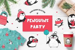 Cute penguin icons, Christmas cards Product Image 1