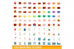 100 baking icons set, cartoon style Product Image 1