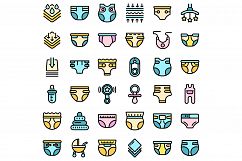 Diaper icons set vector flat Product Image 1