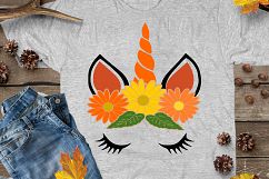 Fall Unicorn SVG Flower Crown Floral Eyelashes Face Product Image 2