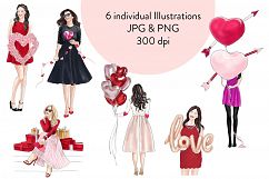 Valentine girls fashion clipart Product Image 3