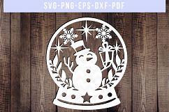 Winter SVG Cut File, Snowflake Papercut, Snowman Laser Cut Product Image 1
