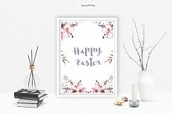 Happy Easter watercolor clipart Pastel flower illustration Product Image 7