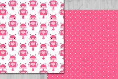 Robot Digital Paper, Robot Girl Digital Paper, Girls Background, Baby Girl Pattern, Gears Background, Scrapbook Papers, Robot Clipart. Product Image 4