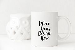 White mug mockup monochromatic, cup template, 11oz ceramic mugs mock up stock photo PSD smart Product Image 1