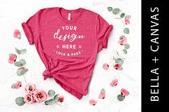 Heather Raspberry T Shirt Mockup Bella Canvas 3001 Apparel Product Image 1