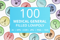 100 Medical General Filled Low Poly Icons Product Image 1