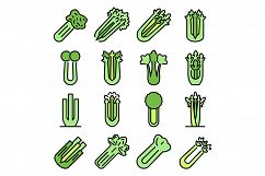 Celery icons set vector flat Product Image 1